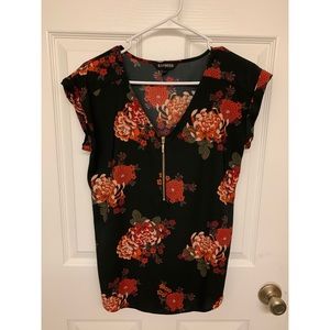 Express floral zip up shirt
